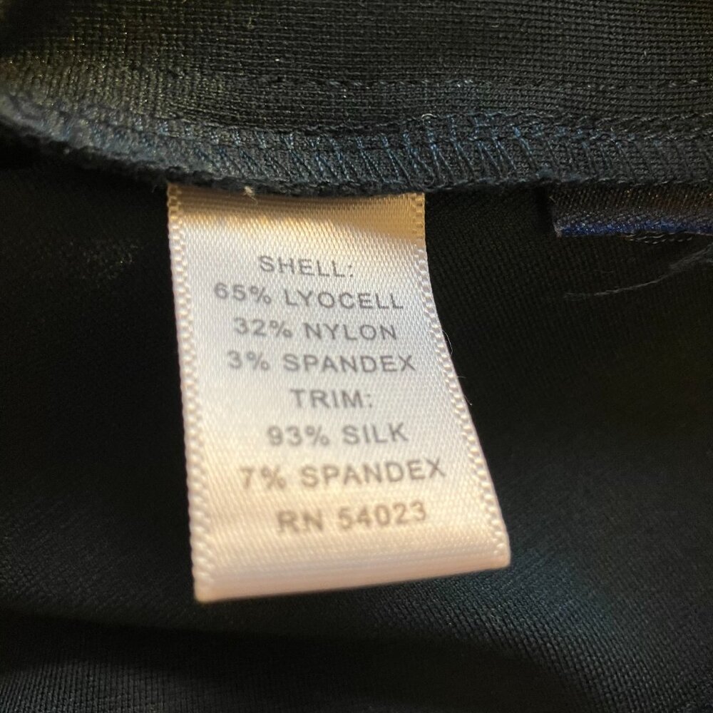 Banana Republic Dark Teal Stretch Sheath Dress with Silk Trim Sz 8 - Picture 5 of 7